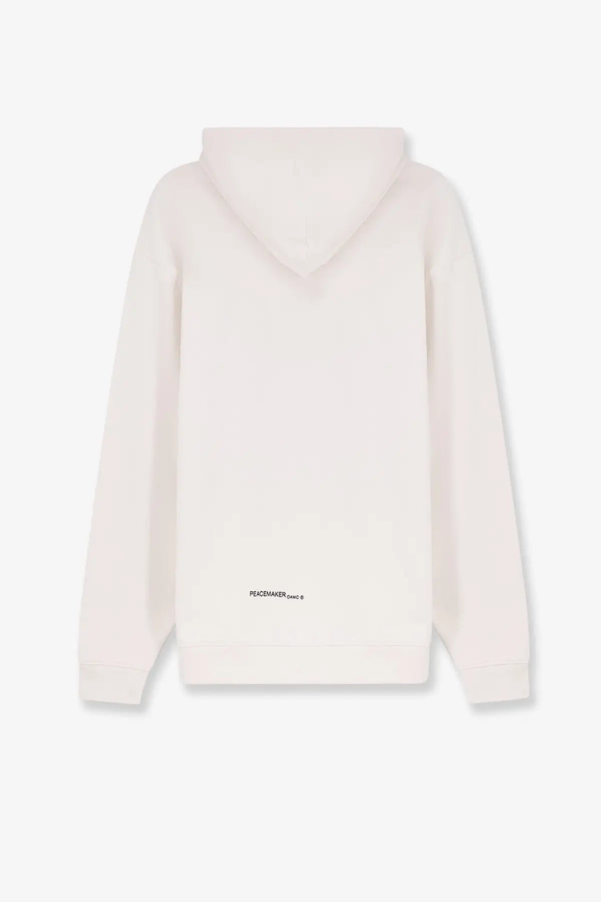 Oamc Peacemaker men’s cotton sweatshirt white soft off-white hooded sweatshirt with minimalist design and subtle black text