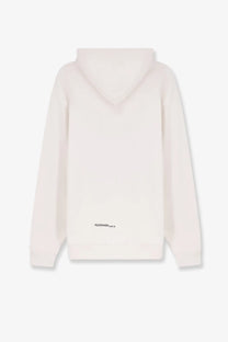 Oamc Peacemaker men’s cotton sweatshirt white soft off-white hooded sweatshirt with minimalist design and subtle black text