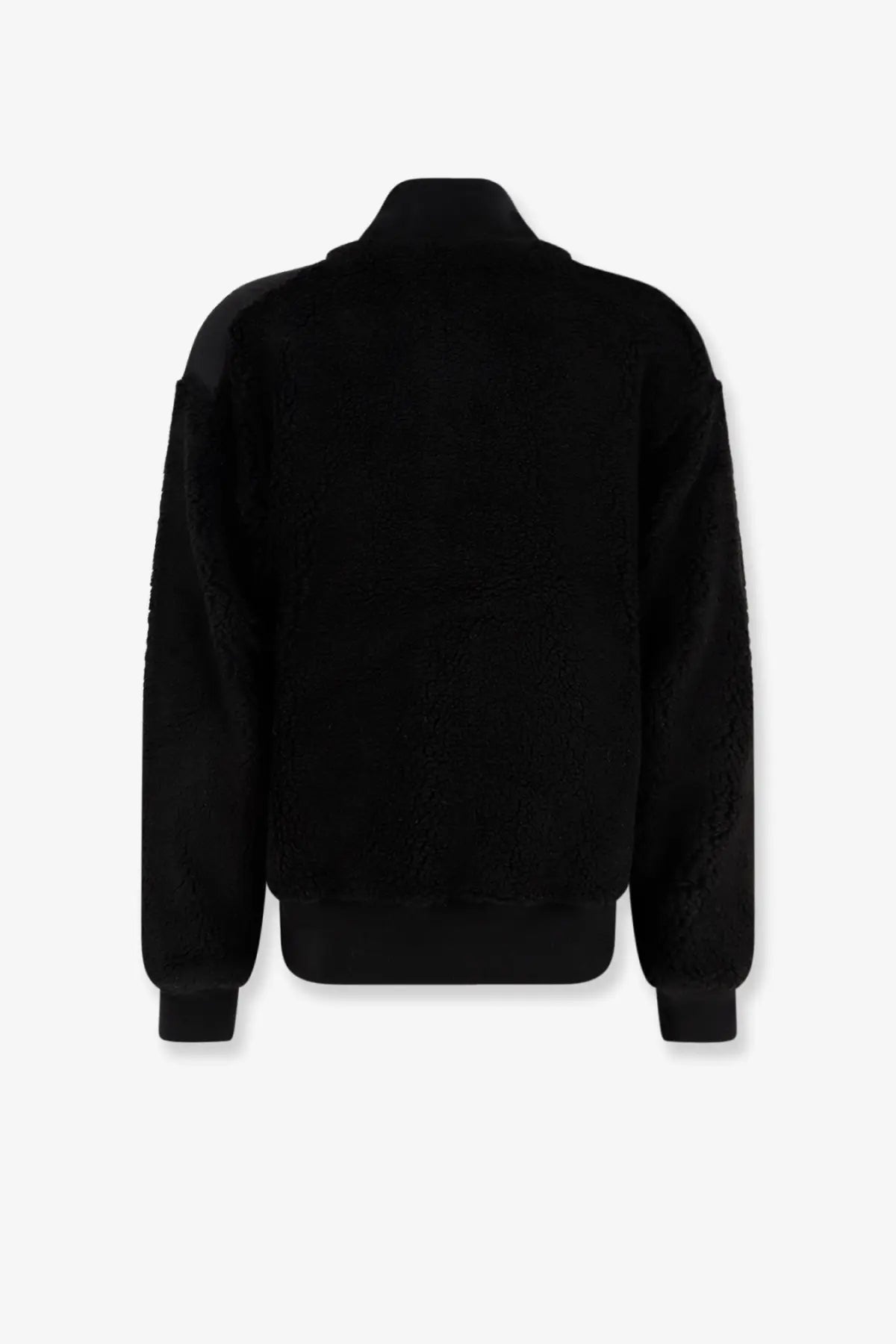 Black shearling bomber jacket with high collar ribbed cuffs synthetic fur by Oamc Peacemaker men’s fleece black
