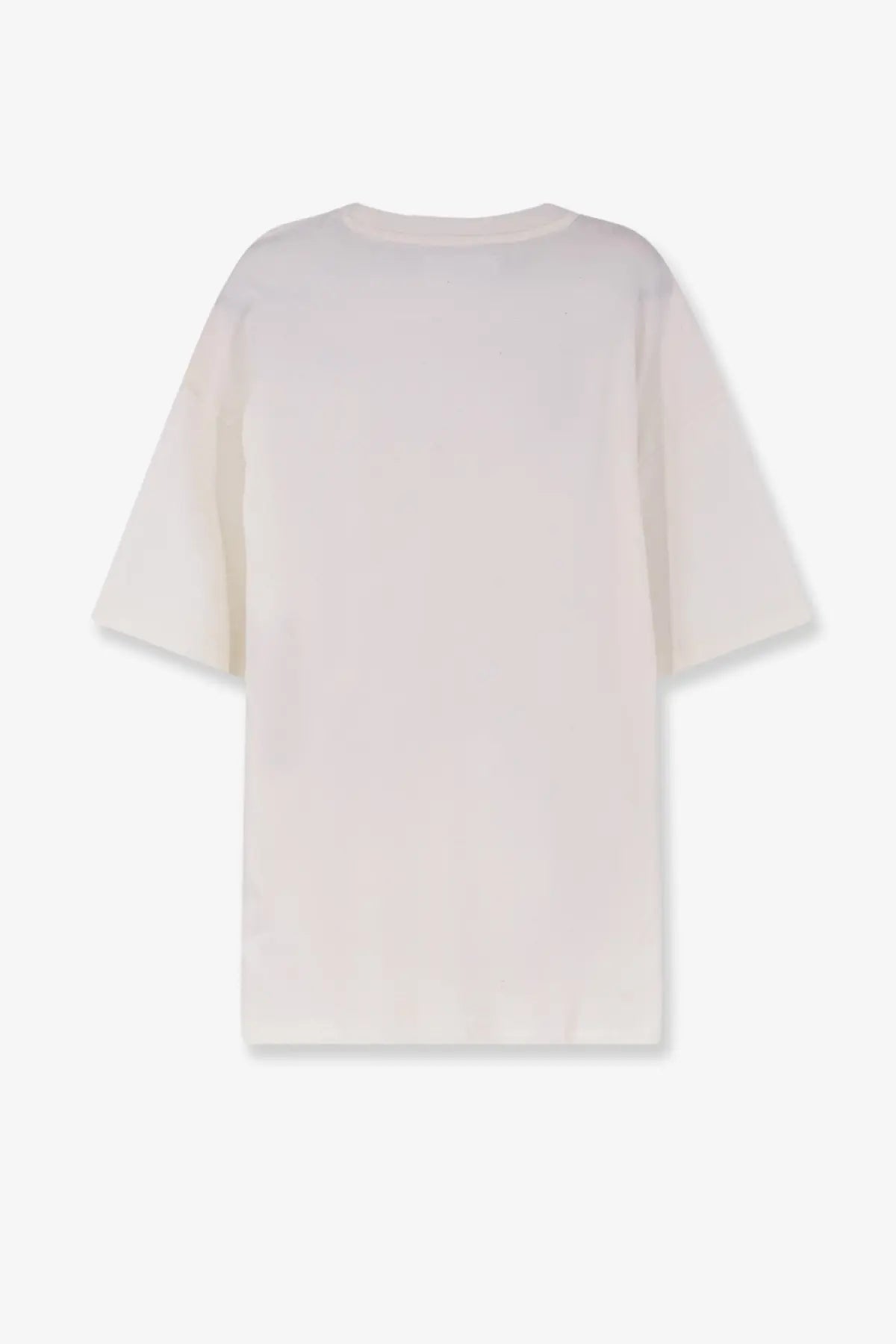Off-white oversized oamc peacemaker men’s loose fit t-shirt with short sleeves and relaxed fit in landart print white