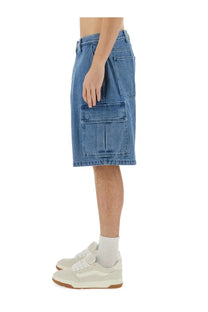 Obey men’s blue denim baggy bigwig cargo shorts featuring a cargo pocket design for casual wear