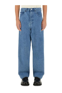 Obey men’s Bigwig baggy jeans blue with relaxed wide-leg cut and classic five-pocket design in blue denim