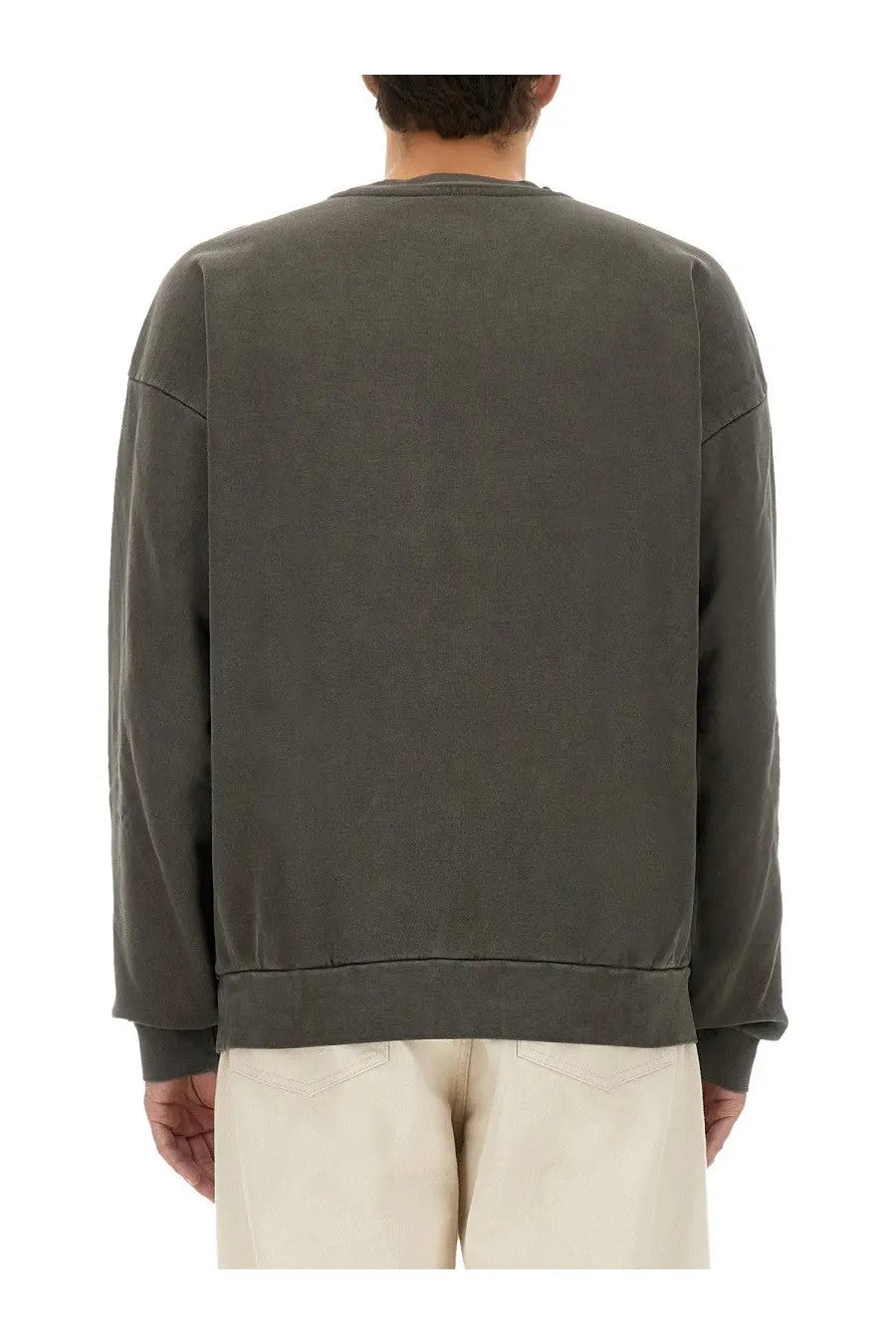 Olive green oversized cotton crewneck sweatshirt with relaxed fit and ribbed cuffs from obey mens collection