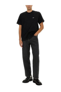Black obey men’s established works bold shirt featuring a small white logo on the chest in cotton material