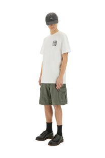 White obey mens eyes icon shirt featuring a black and white logo on the chest in soft cotton material