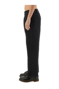 Obey men’s Hardwork jeans blue straight-leg denim trousers in black with a classic five-pocket design and subtle stitching