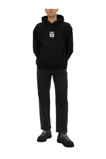 Obey men’s icon hoodie in black with a white graphic patch on the chest made from soft cotton material