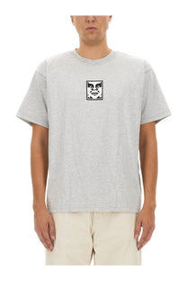 Obey men’s gray heathered cotton t-shirt with a black and white eye graphic on the chest