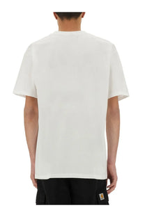 Obey men’s white Carhartt t-shirt with short sleeves and crew neck made of durable cotton material