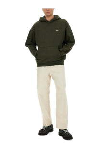 Olive green obey men’s hoodie with small white logo on chest casual comfortable sweatshirt