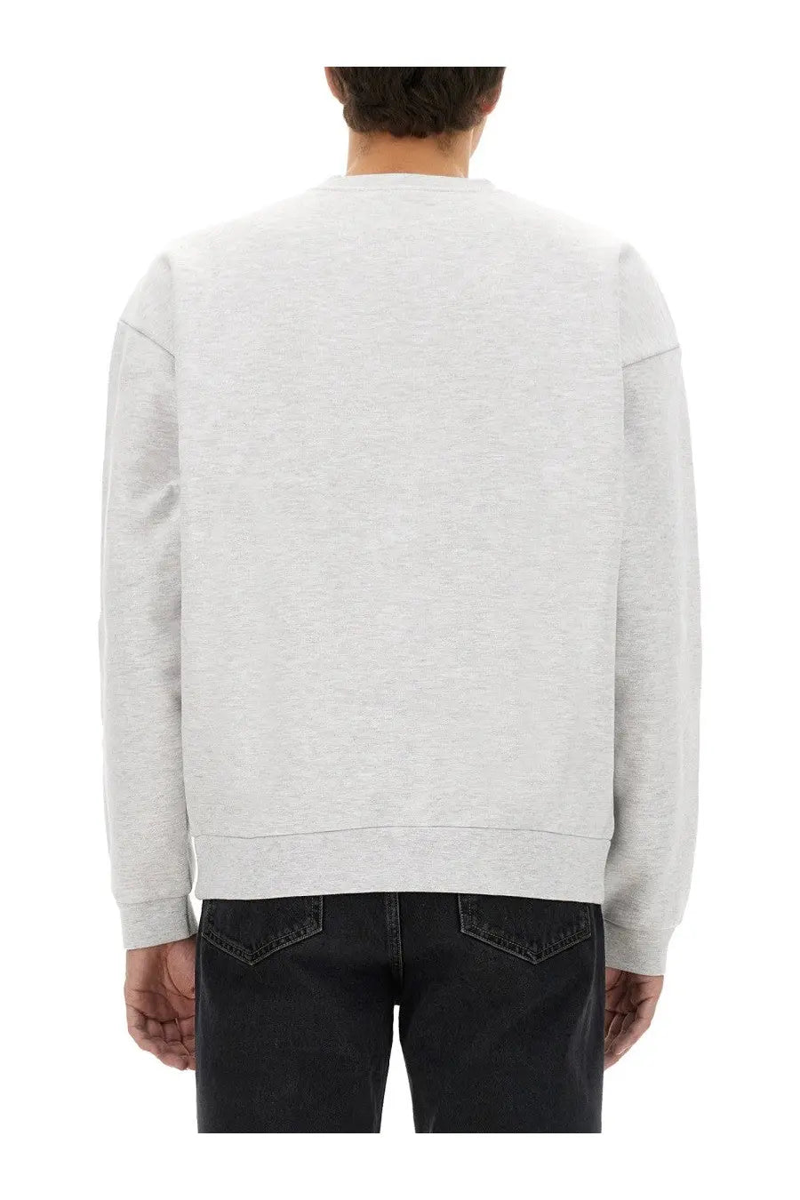 Obey men’s sweatshirt grey light gray heathered relaxed fit with ribbed cuffs made from soft material