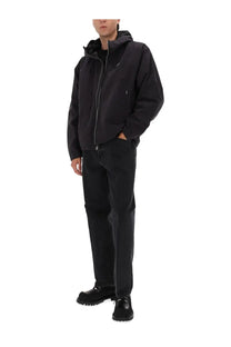 Obey men’s vista jacket black hooded full-length zipper jacket with subtle chest branding suitable for casual wear