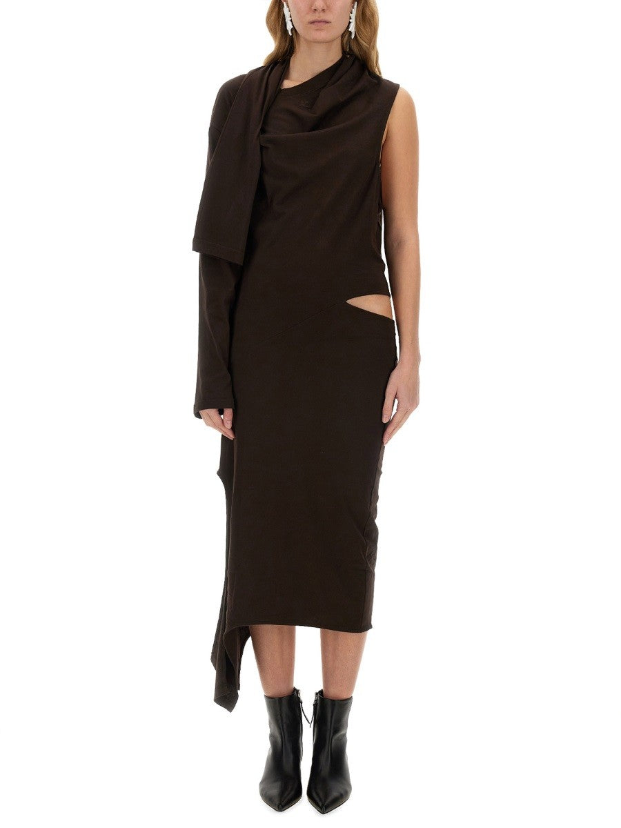 courrèges Women's Off Shoulder Dress Brown