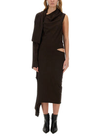 courrèges Women's Off Shoulder Dress Brown