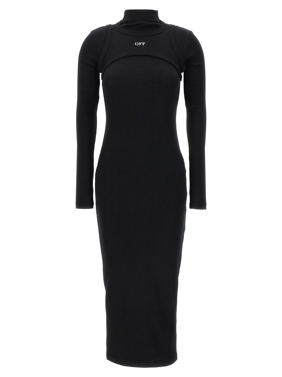 Off-White Off Stamp Rib Dress Black