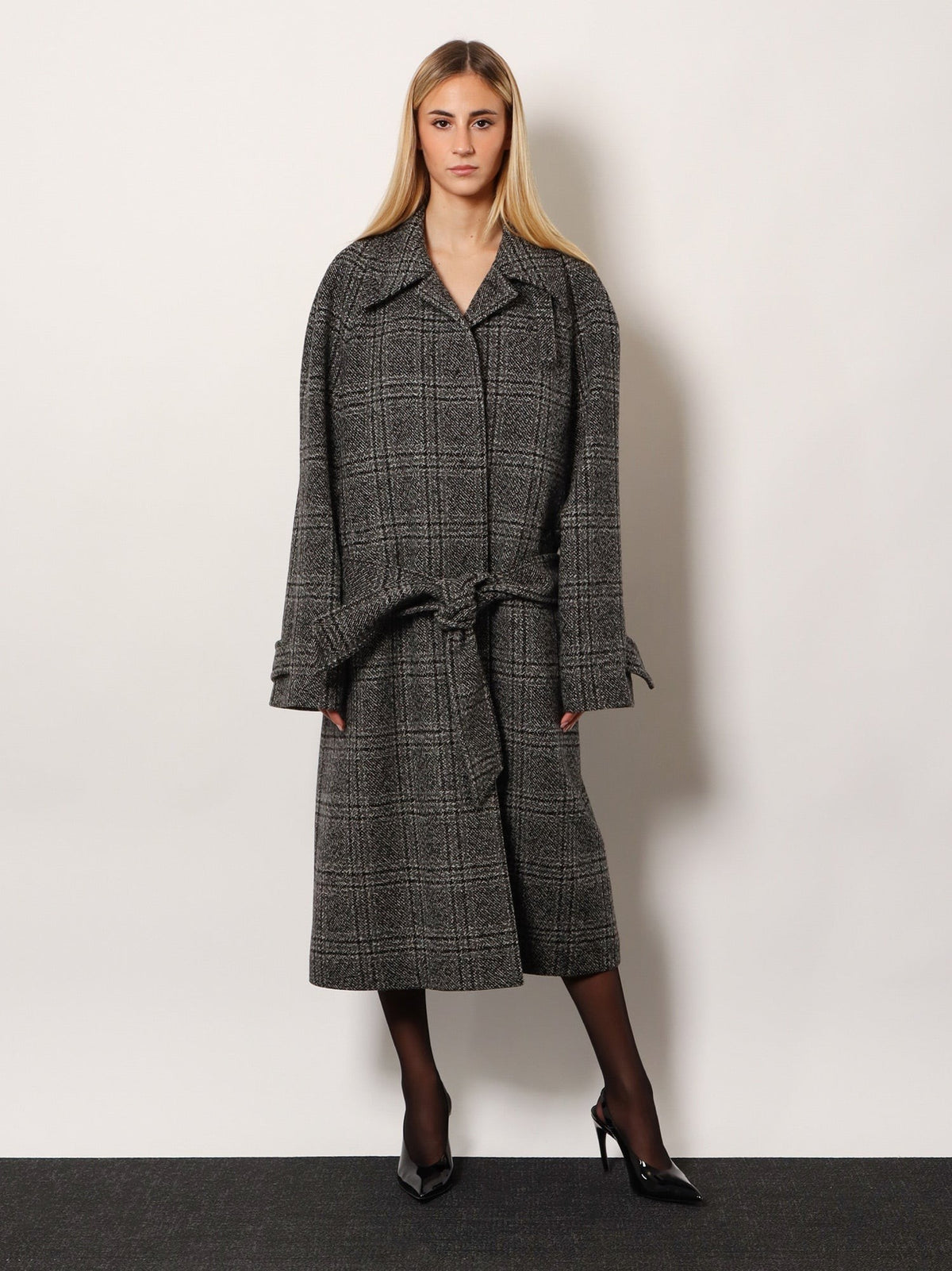 Balenciaga Women's One Layer Raglan Wool Coat Black