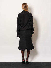 Balenciaga Women's One Shoulder Lyocell Shirt Black