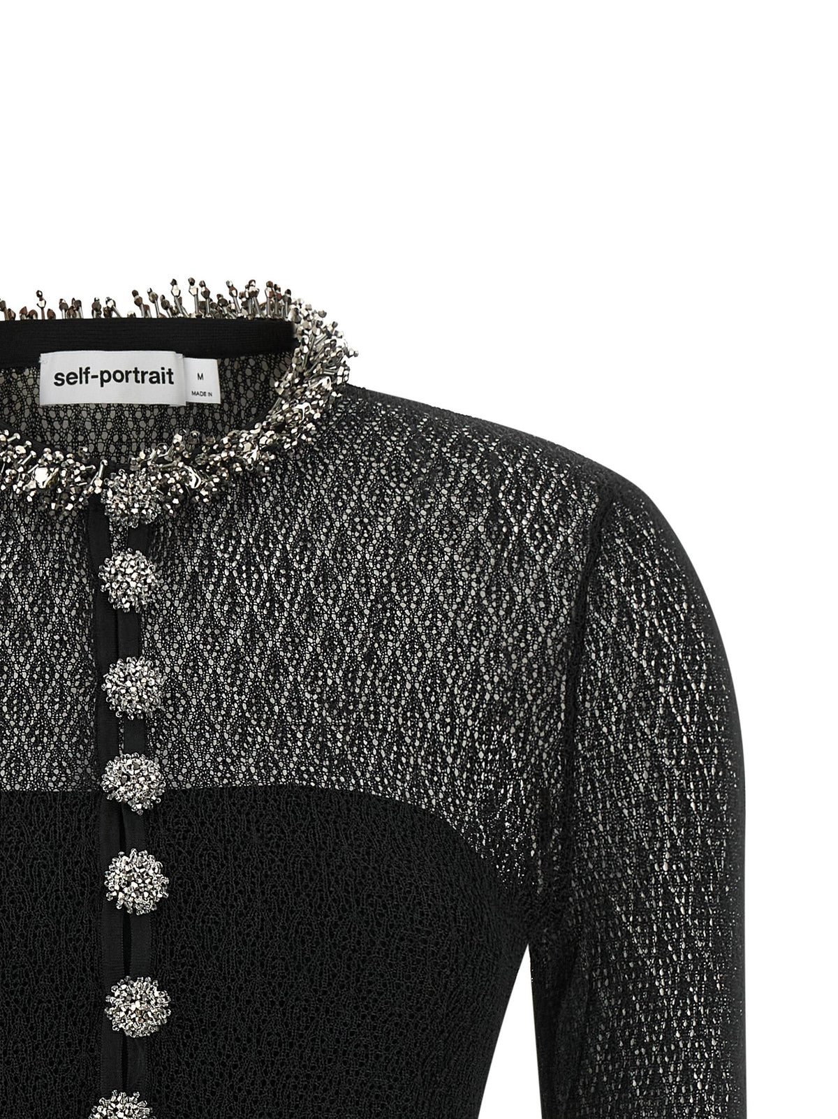 self-portrait Openwork Knitted Bodysuit Black, view 3