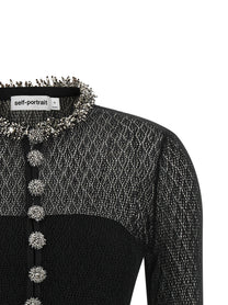 self-portrait Openwork Knitted Bodysuit Black, view 3