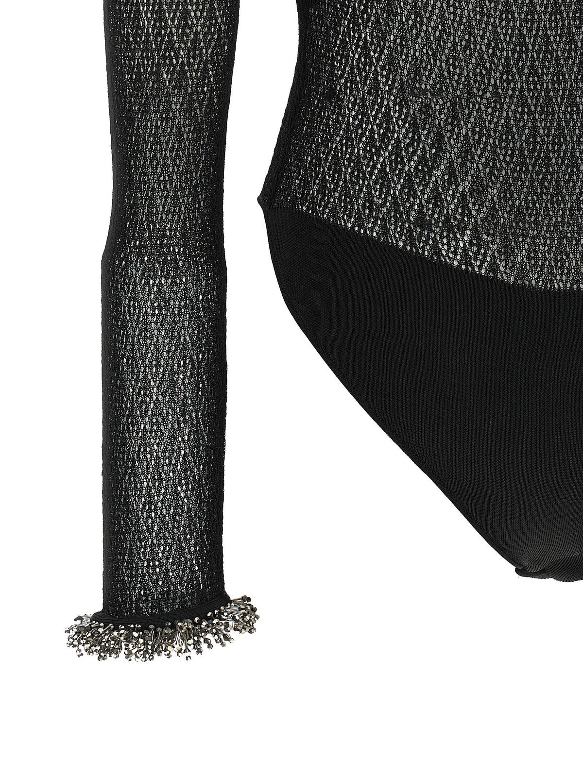 self-portrait Openwork Knitted Bodysuit Black, view 4