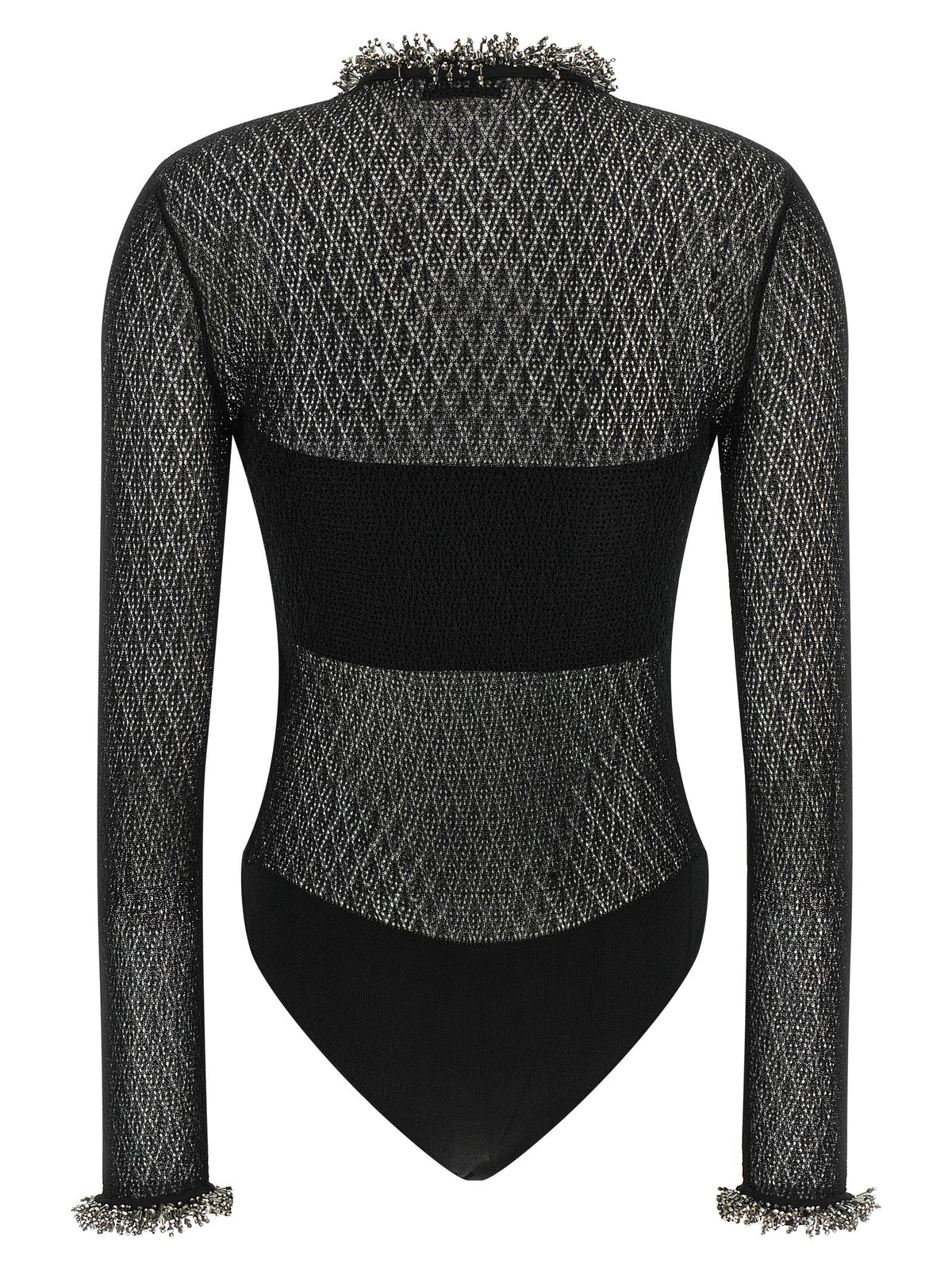 self-portrait Openwork Knitted Bodysuit Black, view 2