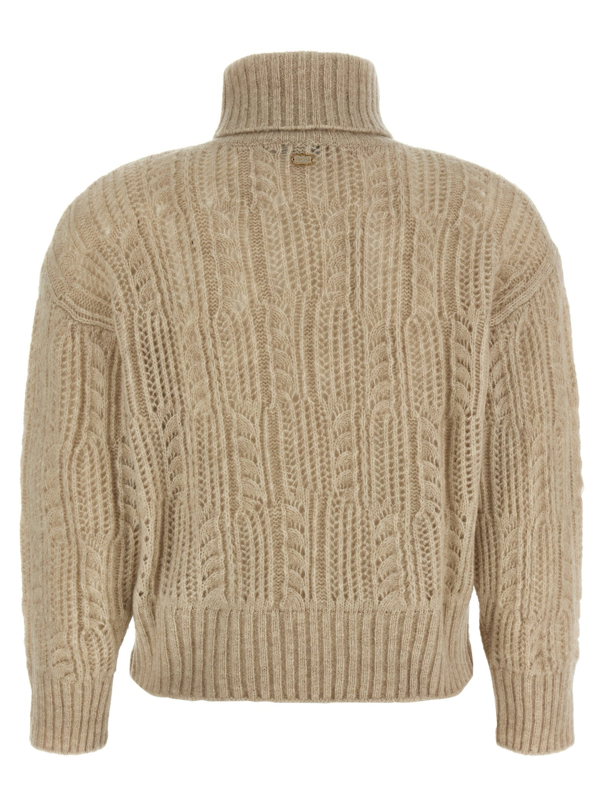 Agnona Openwork Turtleneck Sweater Beige