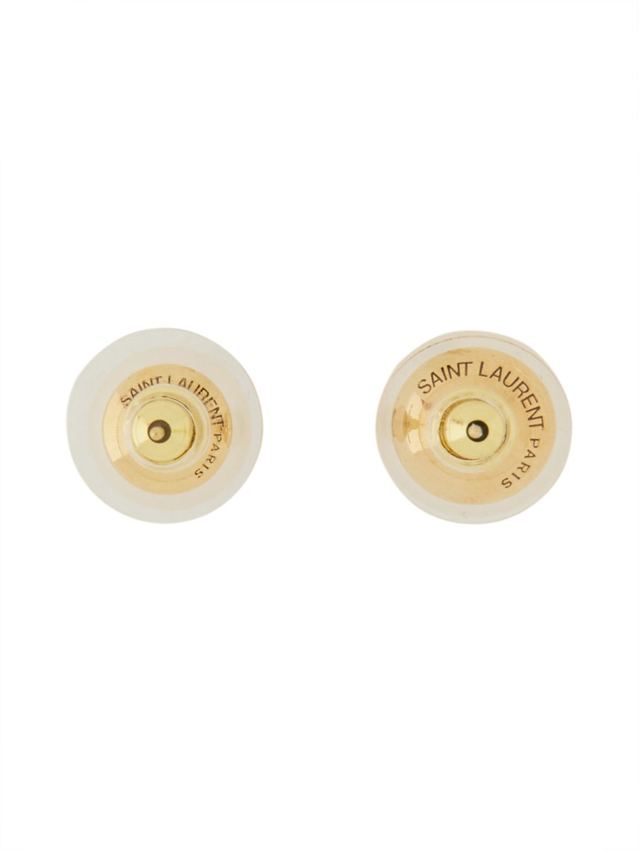 Saint Laurent Women's Asimmetrici Cassandre Earrings Gold, view 2