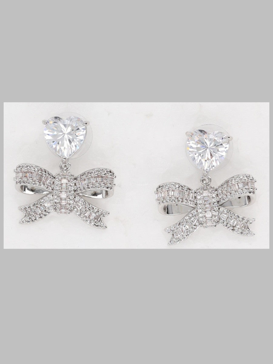 self-portrait Women's Orecchini Pendenti Con Fiocco Cristalli Silver