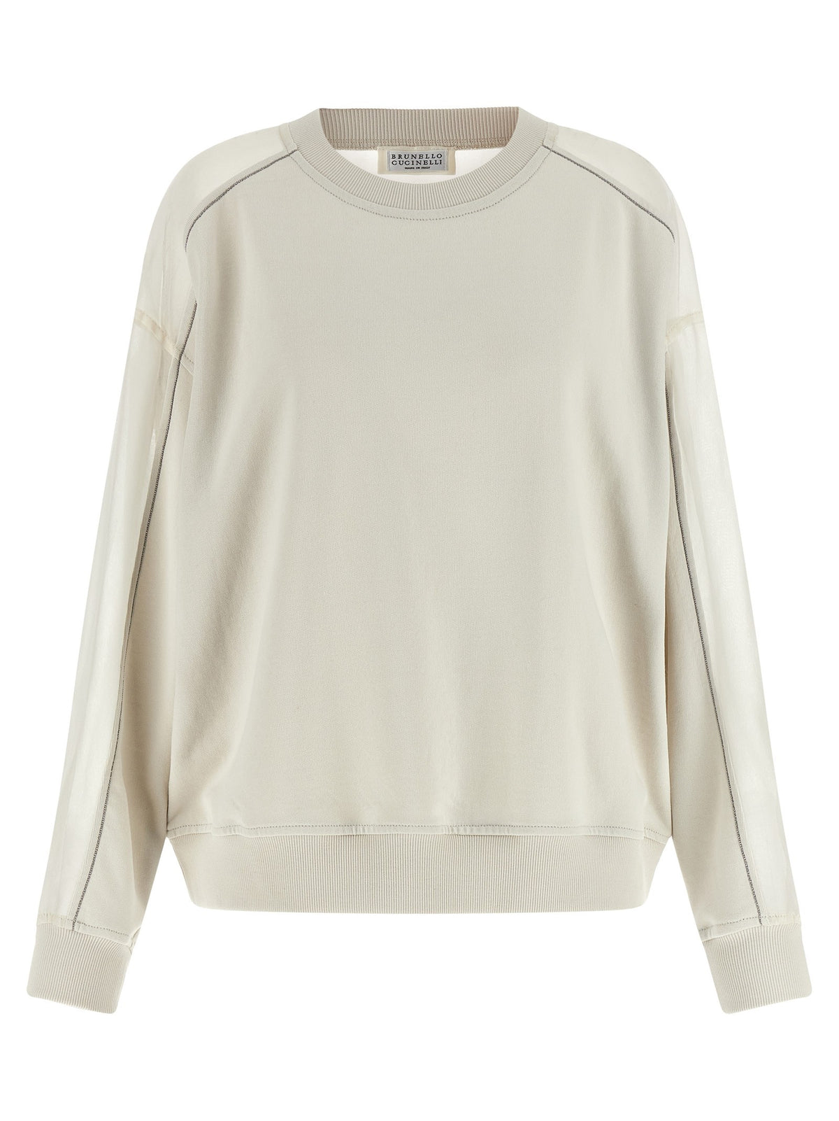 Brunello Cucinelli Organza and Monile Sweatshirt White