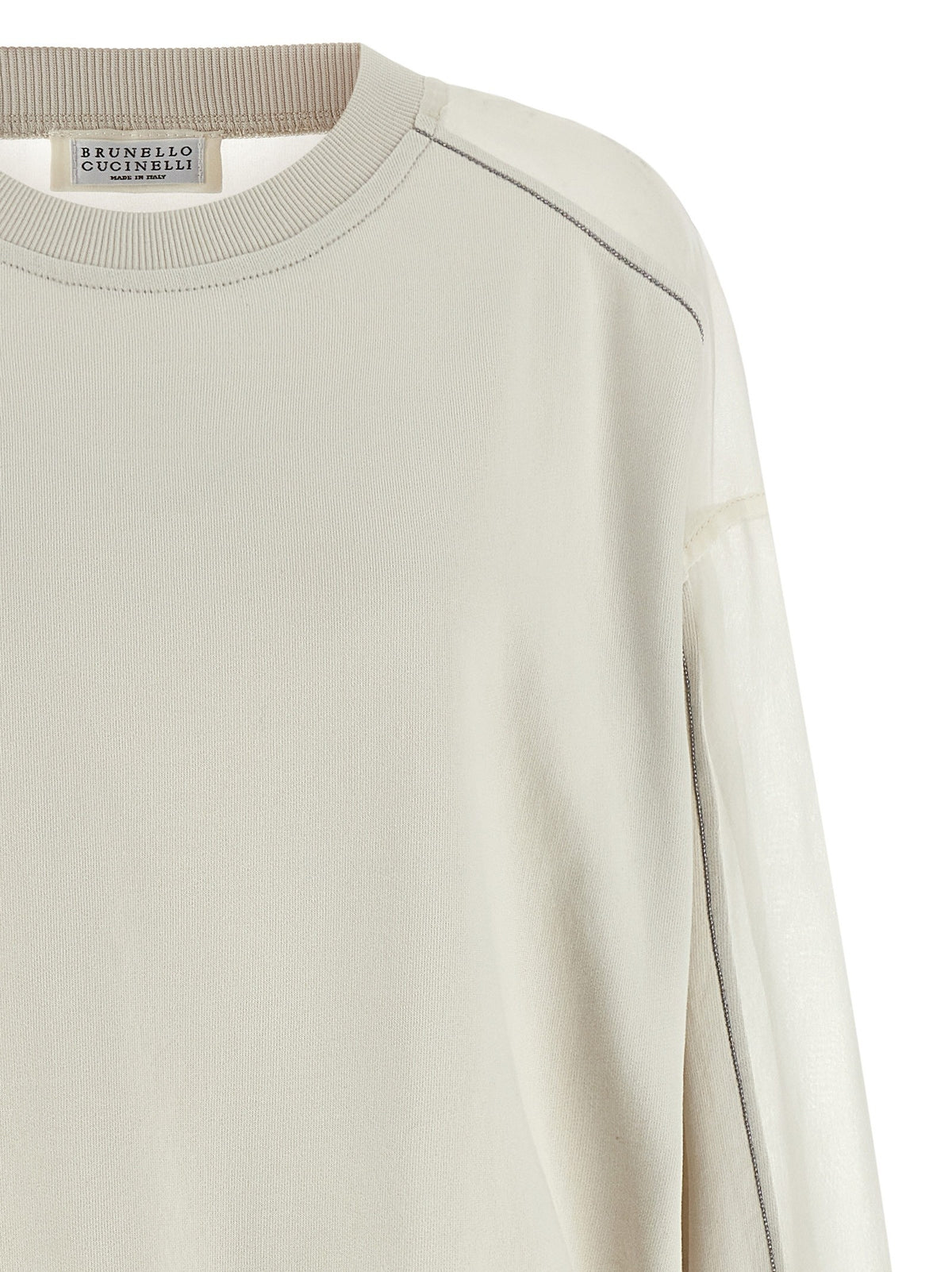 Brunello Cucinelli Organza and Monile Sweatshirt White