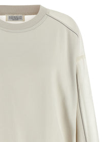 Brunello Cucinelli Organza and Monile Sweatshirt White