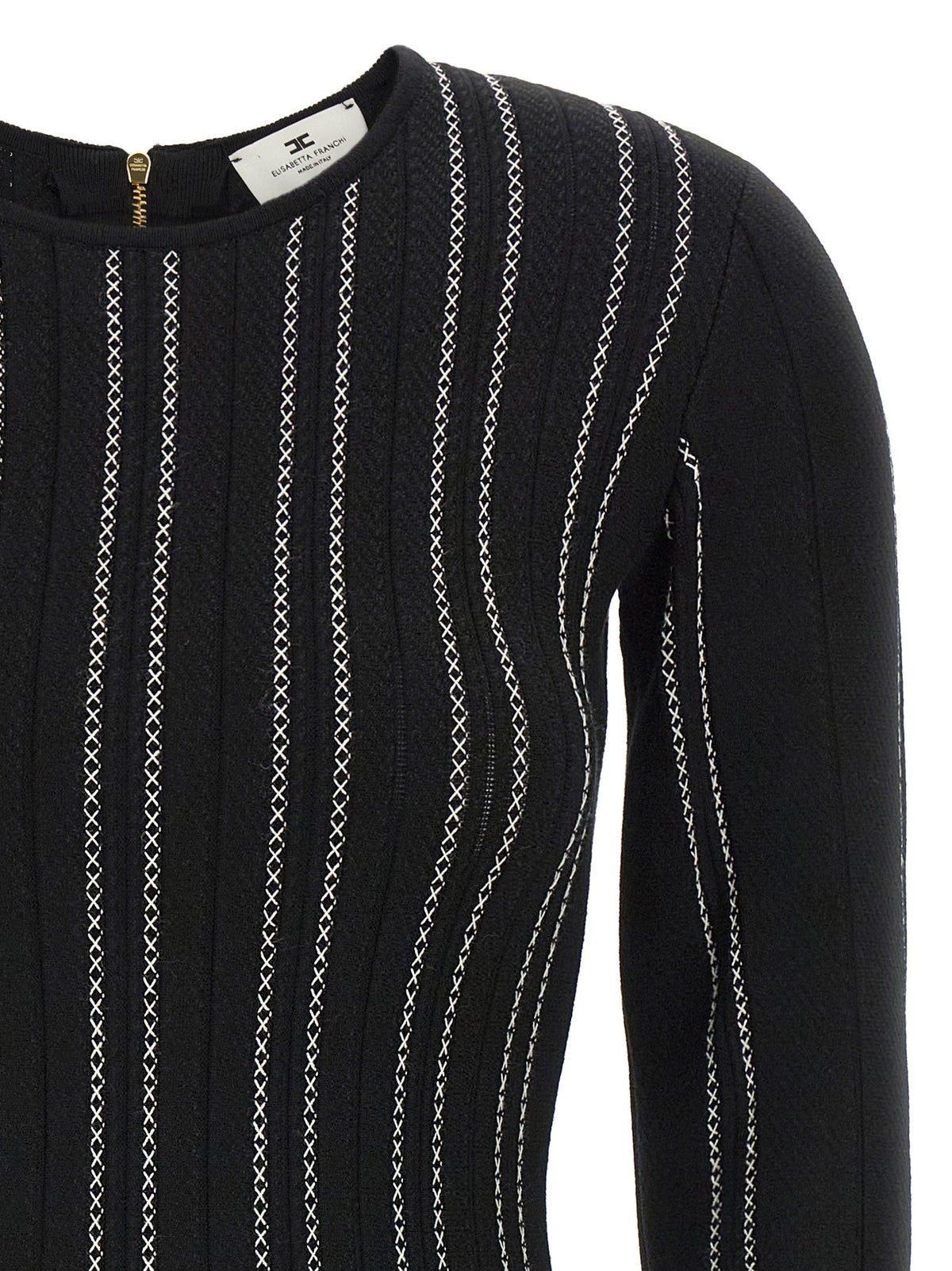 Elisabetta Franchi Origami Knit Dress Black, view 3