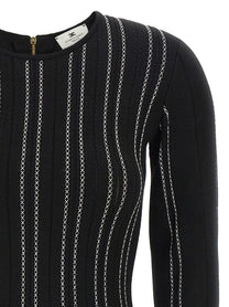 Elisabetta Franchi Origami Knit Dress Black, view 3