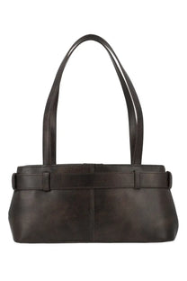 Osoi women’s borsa brocle mini brown dark brown leather handbag with structured rectangular body and matching shoulder straps