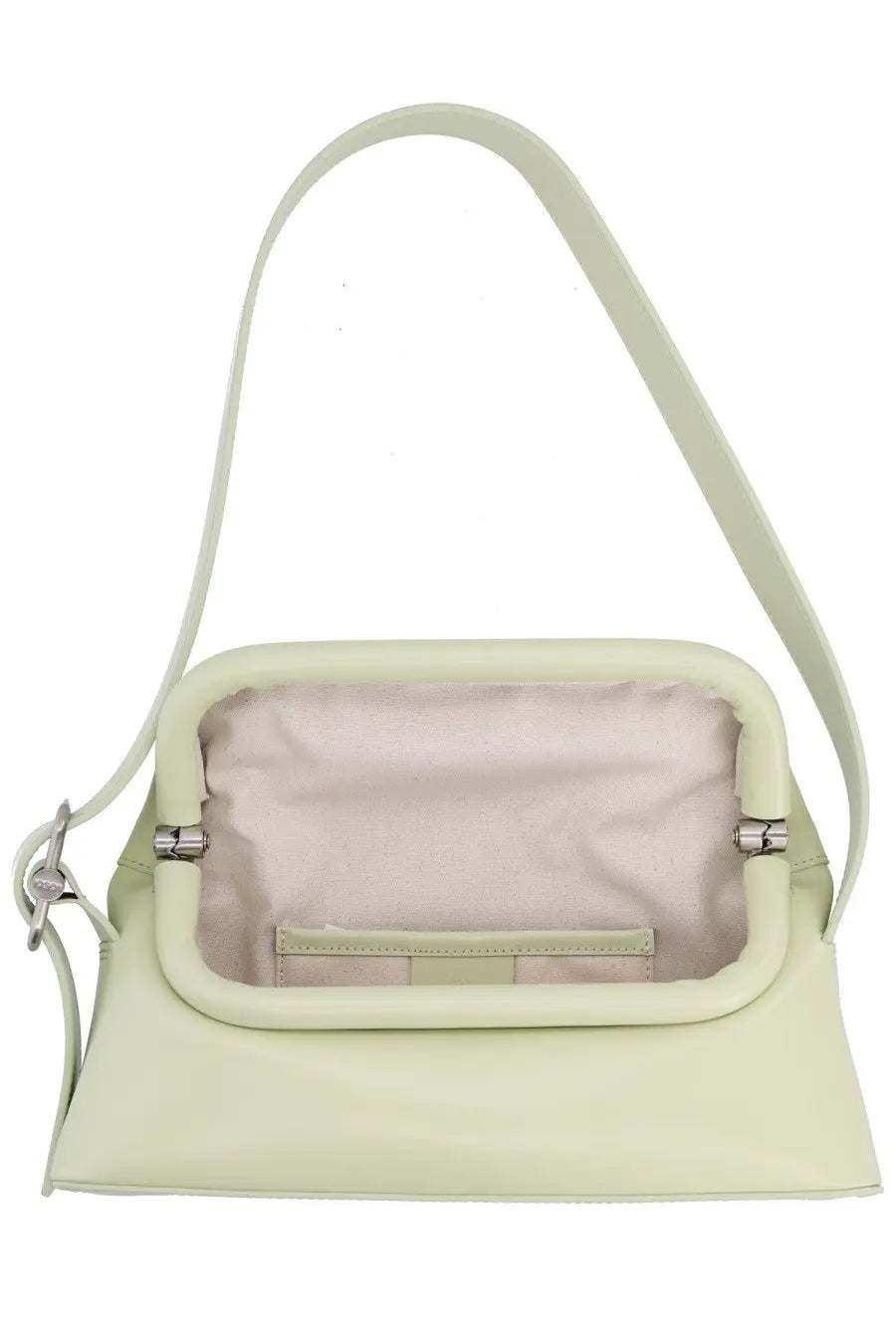 Osoi women’s borsa folder brot green structured pale green handbag with sleek minimalist design and metallic clasp hardware