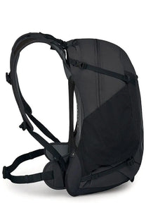 Osprey unisex zaino hikelite black backpack with sleek modern design and reinforced mesh ventilation panels visible from back
