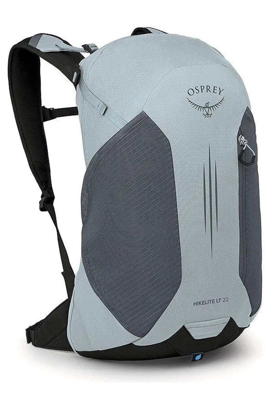Osprey unisex zaino hikelite lt silver light gray and dark gray backpack with mesh side panels and black shoulder straps