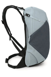 Osprey unisex zaino hikelite lt silver backpack in light gray and dark gray with black straps and mesh paneling visible from back