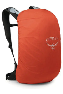 Orange osprey rain cover with white logo for unisex zaino hikelite lt silver backpack protection