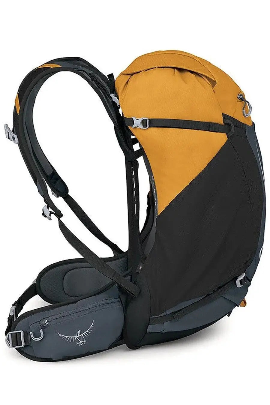 Osprey unisex zaino hikelite yellow backpack in black and mustard yellow with gray accents and adjustable straps for outdoor use
