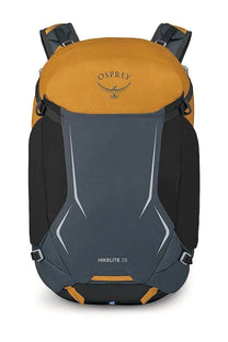 Osprey unisex zaino hikelite yellow durable two-tone backpack with orange top panel and dark gray body with white stitching