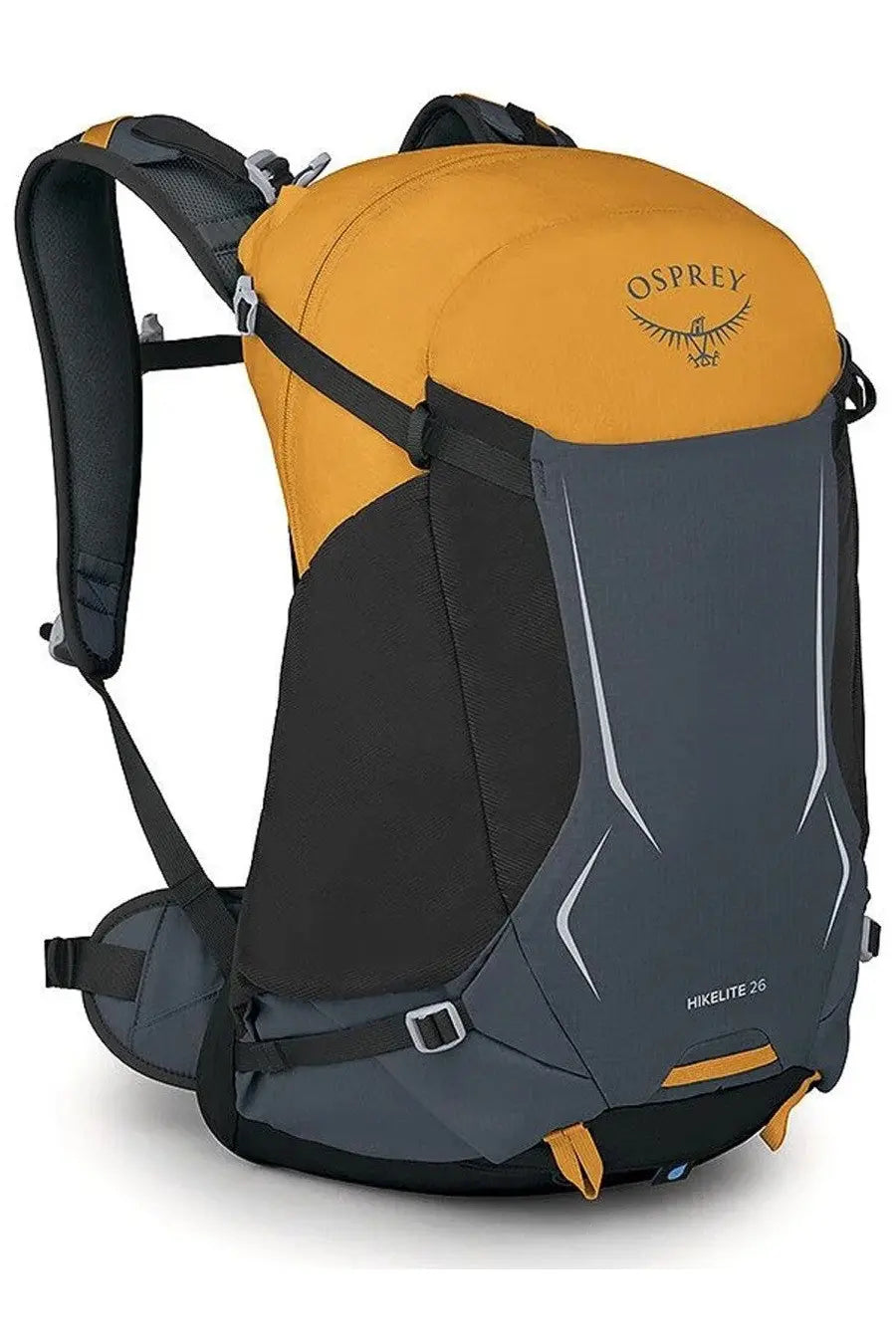Osprey unisex zaino hikelite yellow backpack in two-tone orange and gray with white stitching accents and sleek design