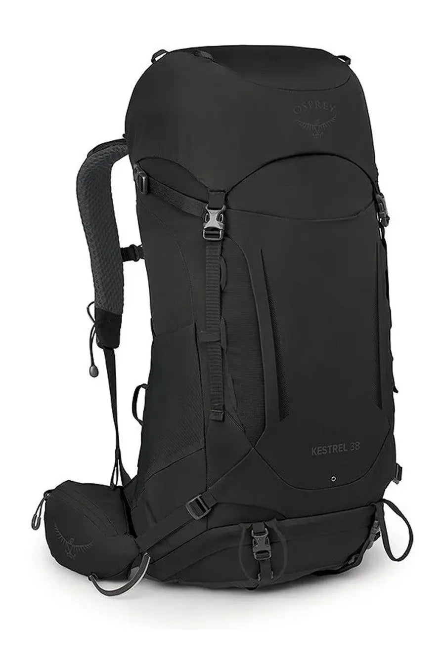 Osprey unisex zaino kestrel black hiking backpack with sleek durable design and subtle gray shoulder strap accents back view
