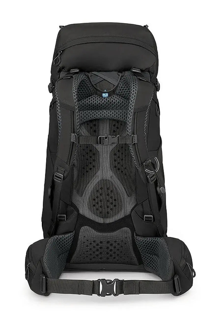 Osprey unisex zaino kestrel black backpack back view with breathable mesh back panel and padded shoulder straps