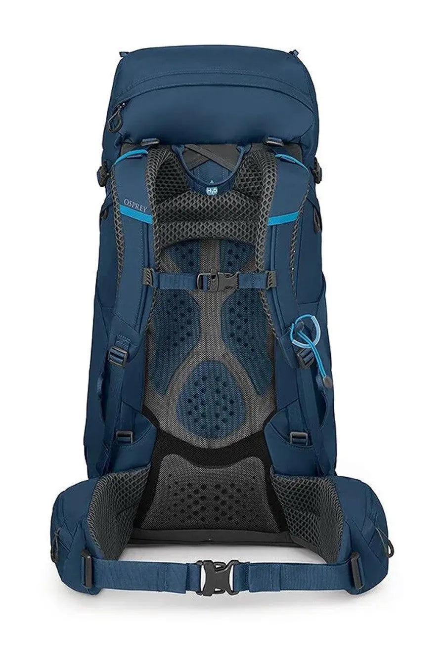 Deep blue osprey unisex zaino kestrel backpack with breathable mesh and gray padded back for comfort