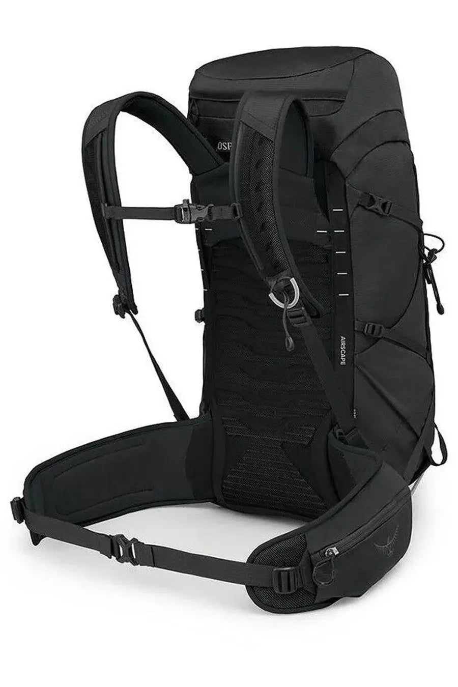Black osprey unisex zaino talon backpack showing back with mesh and padded straps for outdoor adventures