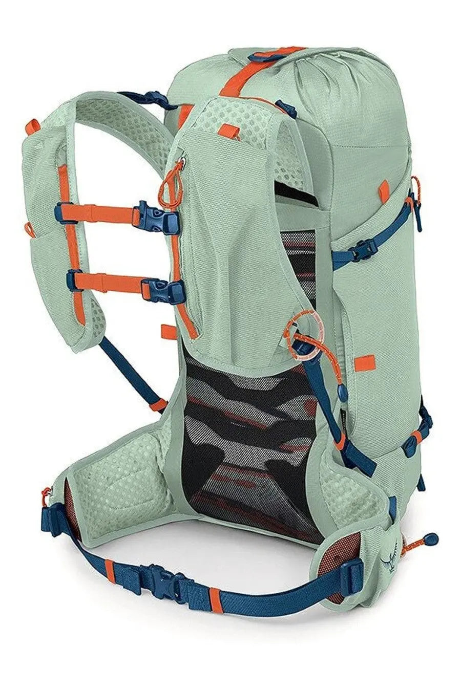 Osprey unisex zaino talon velocity green backpack with light green and orange mesh panels adjustable straps and blue buckles