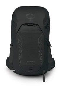Black osprey tempest 26 backpack with subtle gray geometric stitching and a sleek, modern design for unisex use