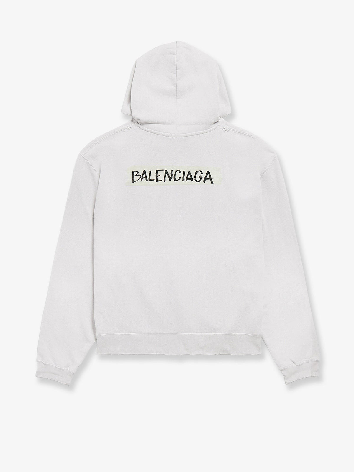 Balenciaga Men's Over Zip up Hoodie Cotton Sweatshirt White
