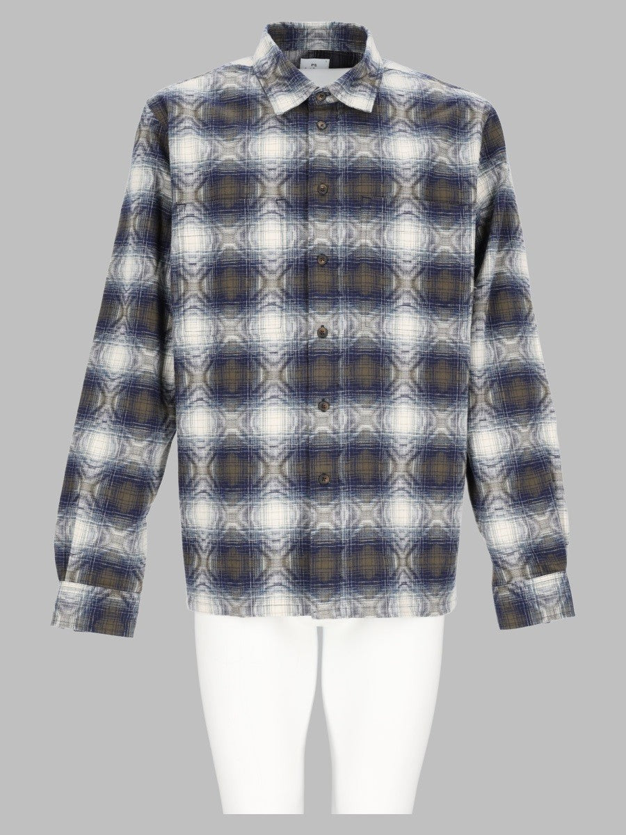 Ps By Paul Smith Men's Overshirt in Jacquard Di Cotone Blue